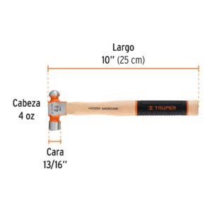 Martillo pulido de bola 4 oz mango hickory, TRUPER Grip - Imagen 4