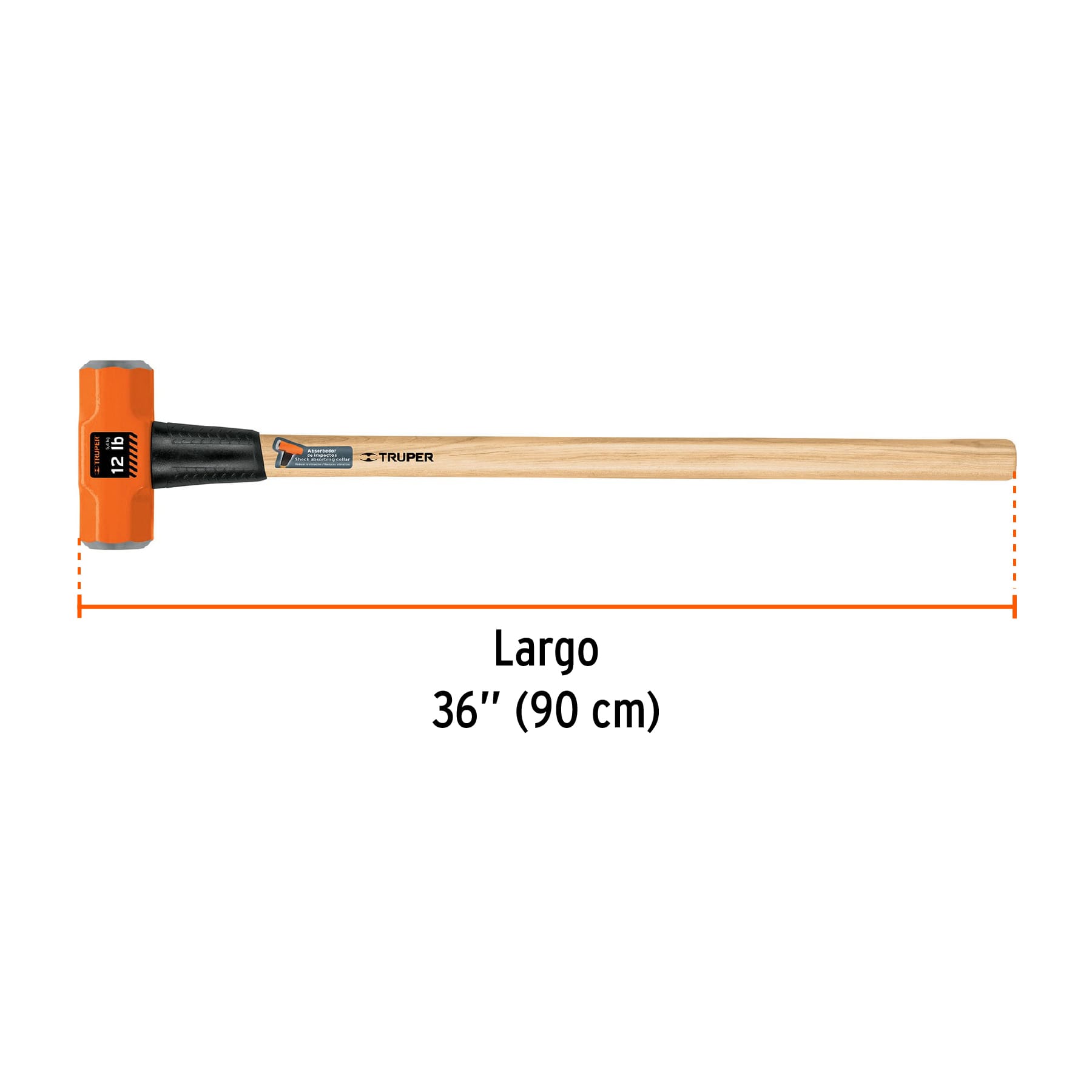 Marro octagonal 12 lb, mango de madera 36', TRUPER - Imagen 4