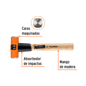 Marro octagonal 2 lb, mango de madera 12', TRUPER - Imagen 3