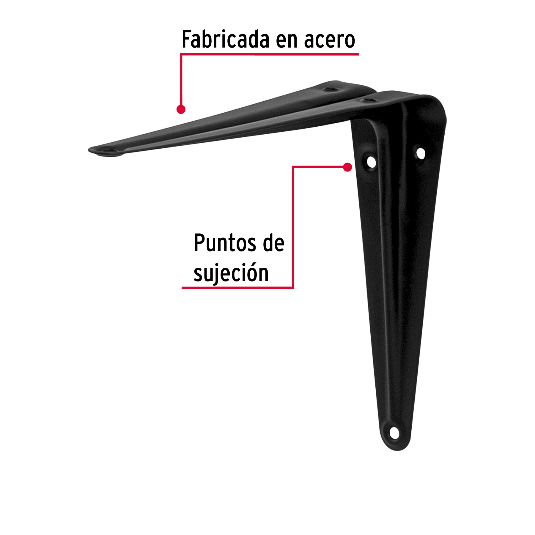 Ménsula de acero negra 5' x 6', FIERO - Imagen 4