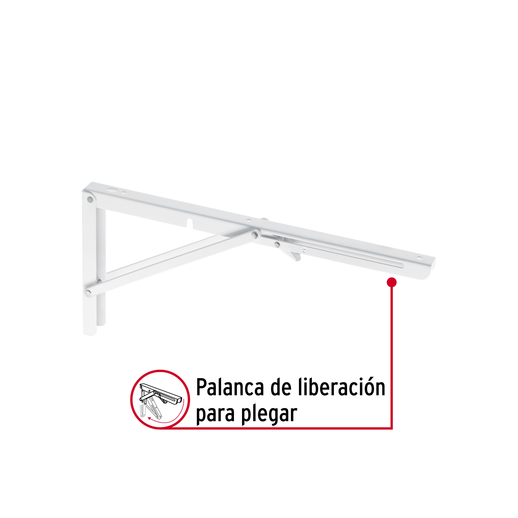 Ménsula plegable de acero blanca 8' x 16', FIERO - Imagen 3
