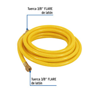 Manguera para gas, PVC amarilla, 3/8' flare,5 m, FOSET - Imagen 4