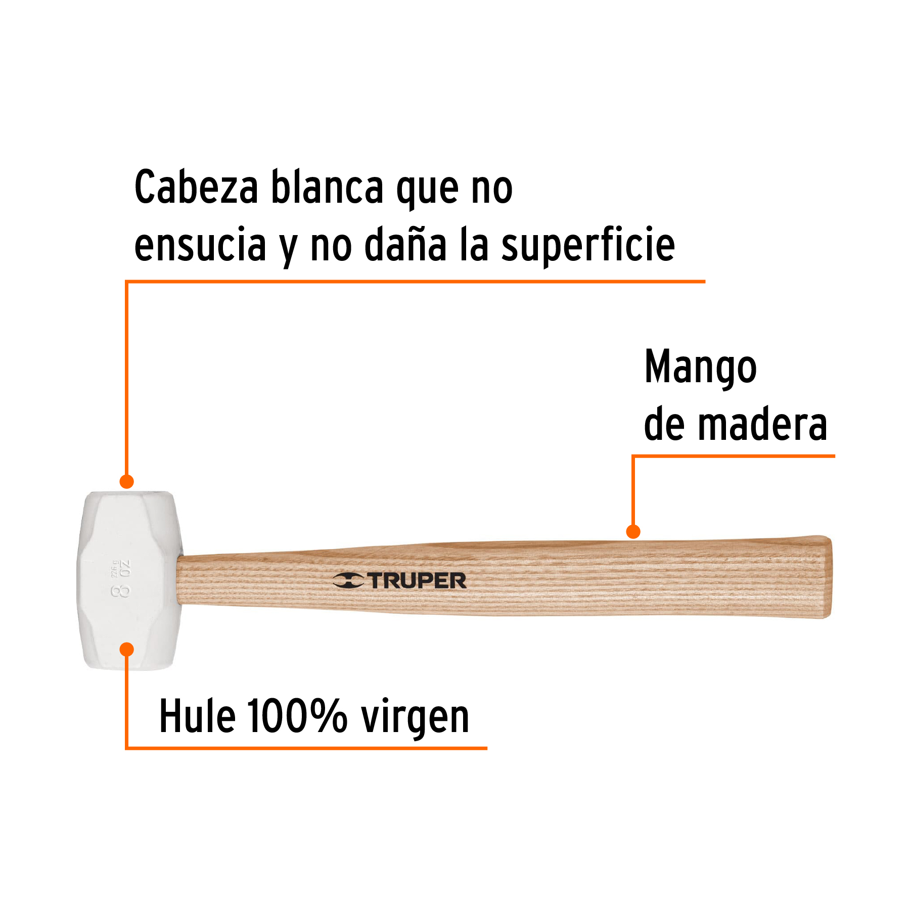 Mazo de hule 8 oz, TRUPER - Imagen 3