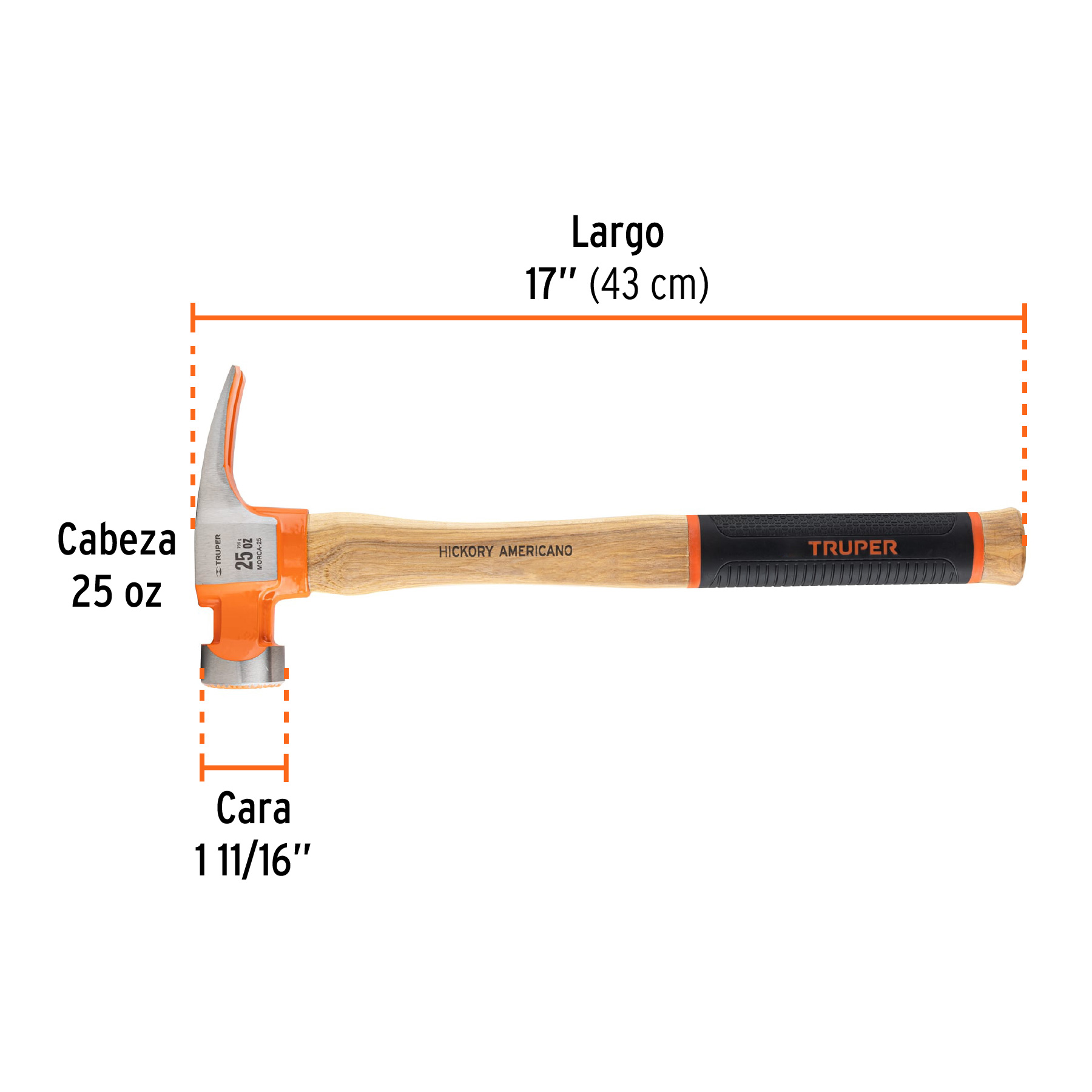 Martillo 25 oz uña recta tipo California Ripper, TRUPER Grip - Imagen 4