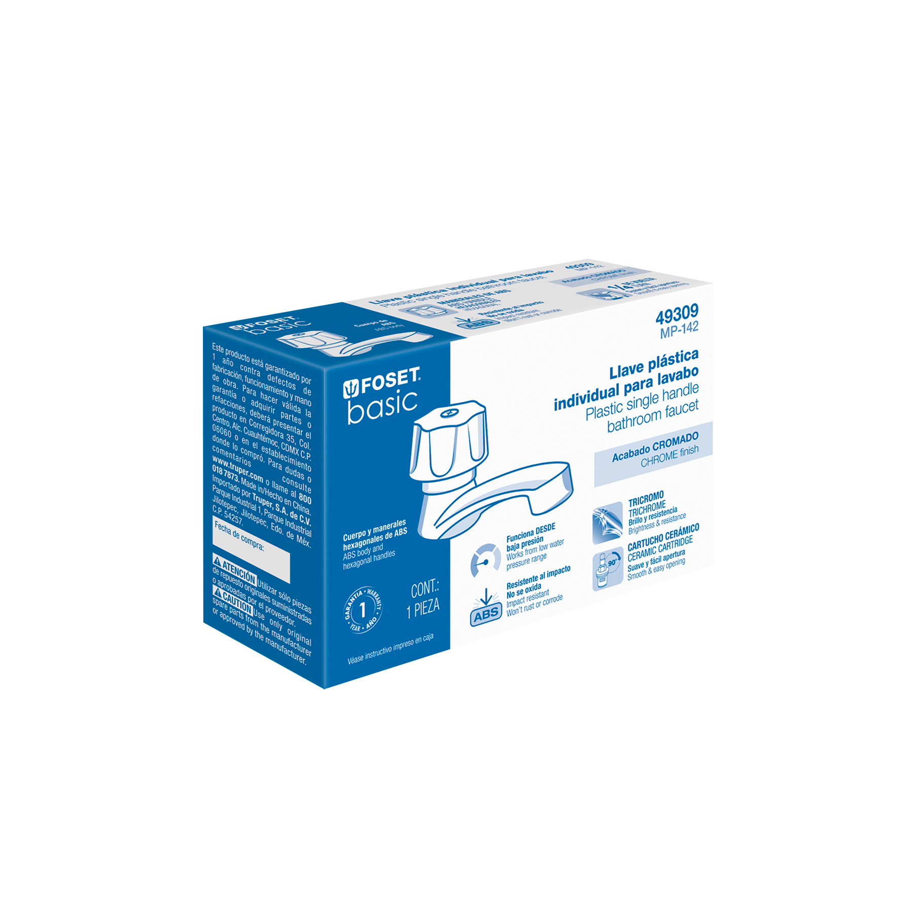 Llave individual lavabo, ABS, hexagonal, BASIC - Imagen 5
