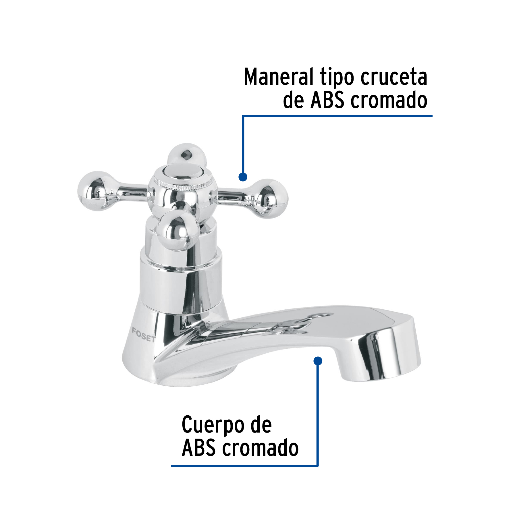 Llave individual lavabo, ABS, cruceta, BASIC - Imagen 4