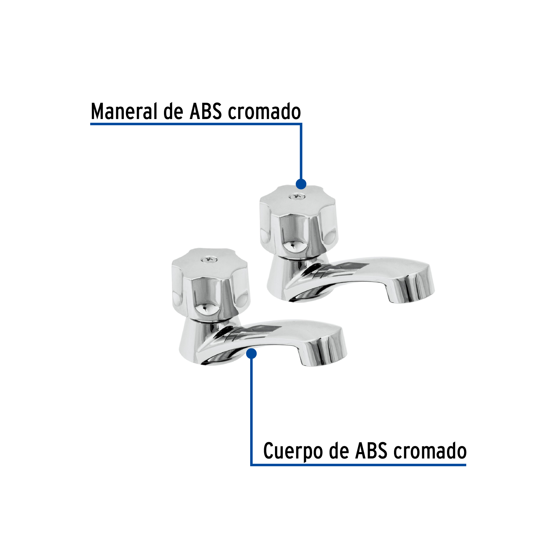 Juego llaves individuales lavabo, ABS, hexagonal, BASIC - Imagen 3