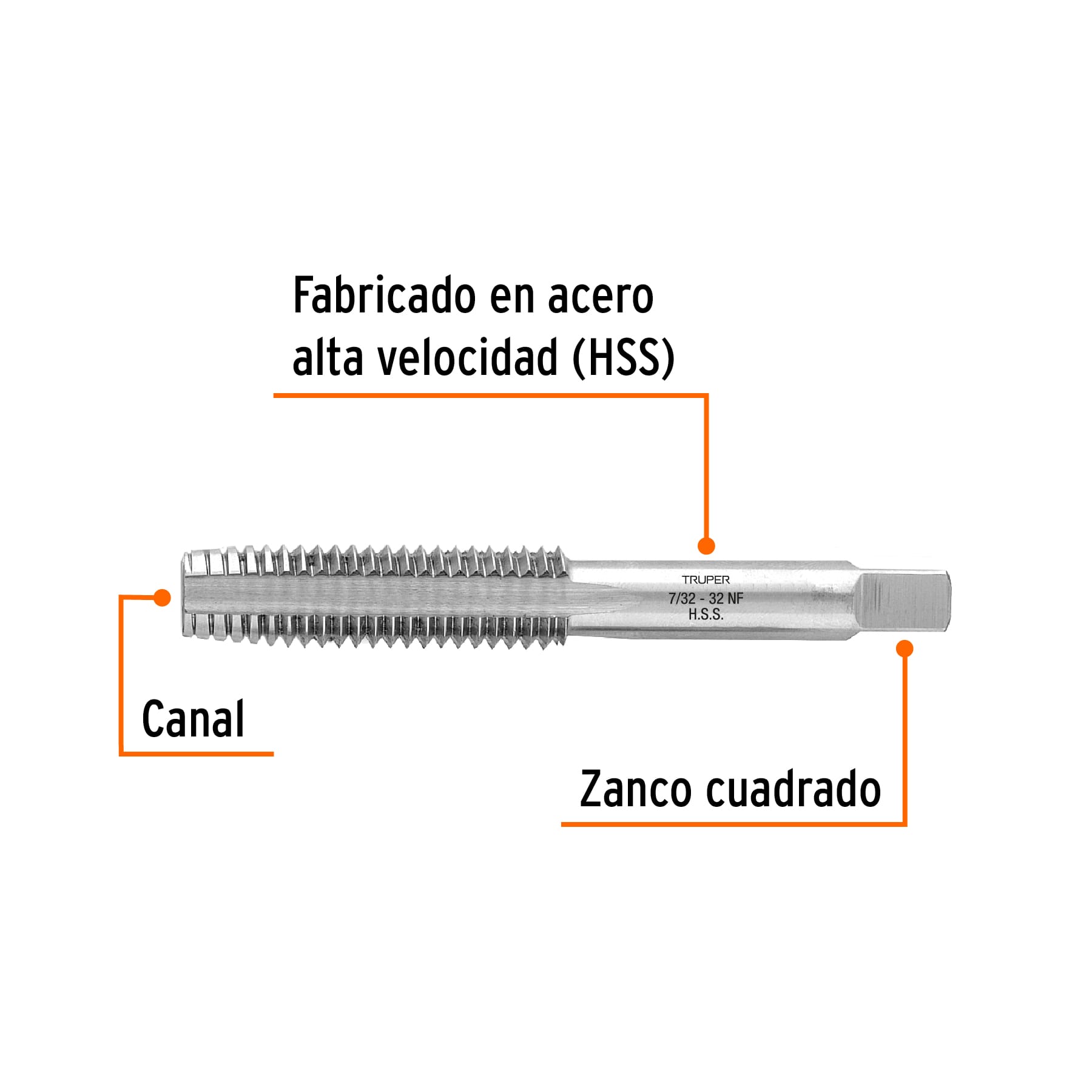 Machuelo semicónico 7/32' x 32, cuerda fina, TRUPER - Imagen 3