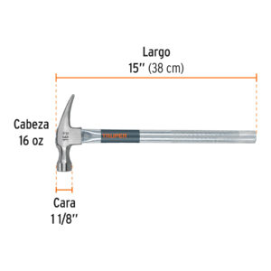 Martillo tubular pulido 16 oz uña recta, TRUPER - Imagen 4