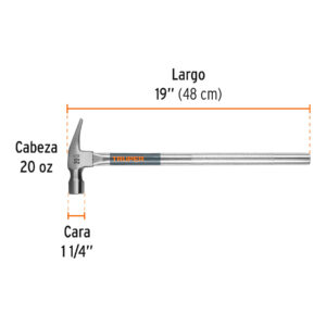 Martillo tubular pulido 20 oz uña recta, TRUPER - Imagen 4