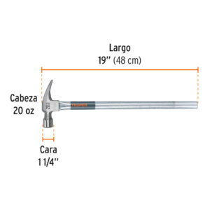 Martillo tubular pulido 20 oz alojamiento imantado uña recta - Imagen 4