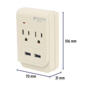 Multicontacto, 2 entradas y 2 entradas USB, 2 polos + tierra - Imagen 4