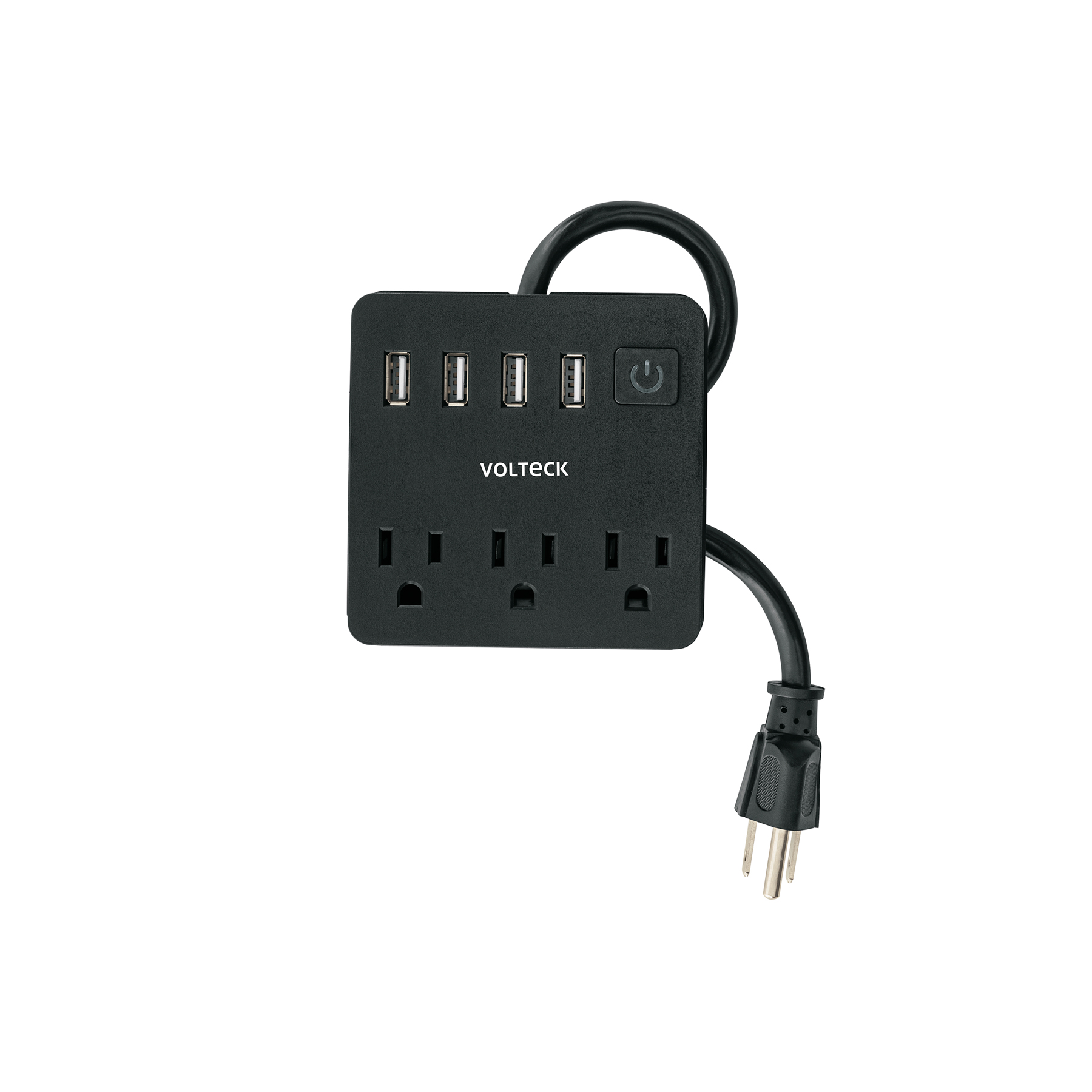 Multicontacto 16 AWG doméstico, 3 entradas 4 ptos USB, negro - Imagen 2