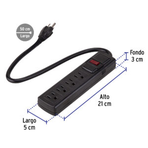 Multicontacto doméstico con 4 entradas, negro, VOLTECK - Imagen 4