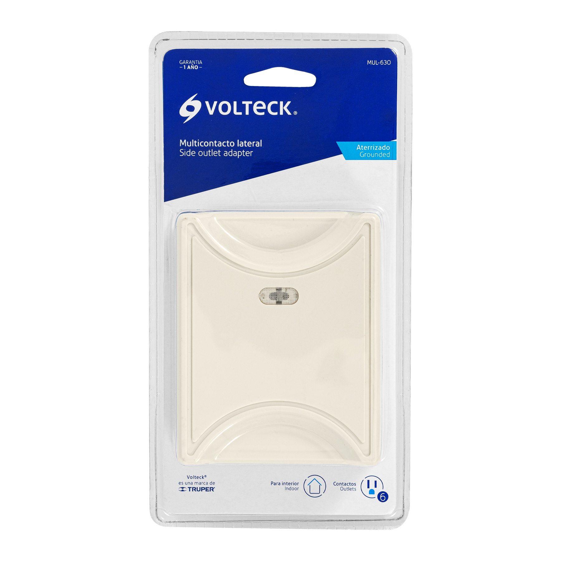 Multicontacto 6 entradas, aterrizado, lateral, VOLTECK - Imagen 6