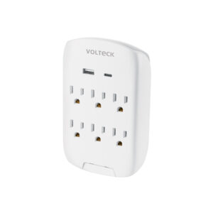 Multicontacto de pared, 800 Joules, 6 contactos y 2 USB A+C