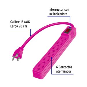 Multicontacto 16 AWG doméstico 6 entradas, colores a granel - Imagen 3