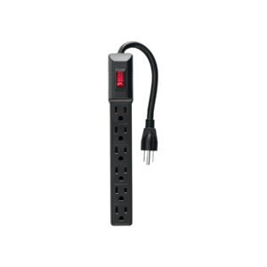 Multicontacto 16 AWG doméstico económico 6 entradas, negro