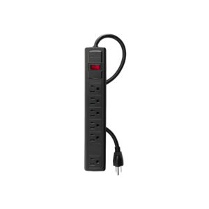Alternative view of Multicontacto 16 AWG doméstico con 6 entradas, negro VOLTECK