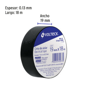 Cinta de aislar de 18 m x 19 mm, negra, VOLTECK - Imagen 4