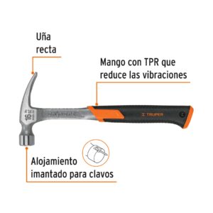 Martillo forjado 16 oz uña recta, mango con neopreno, EXPERT - Imagen 3