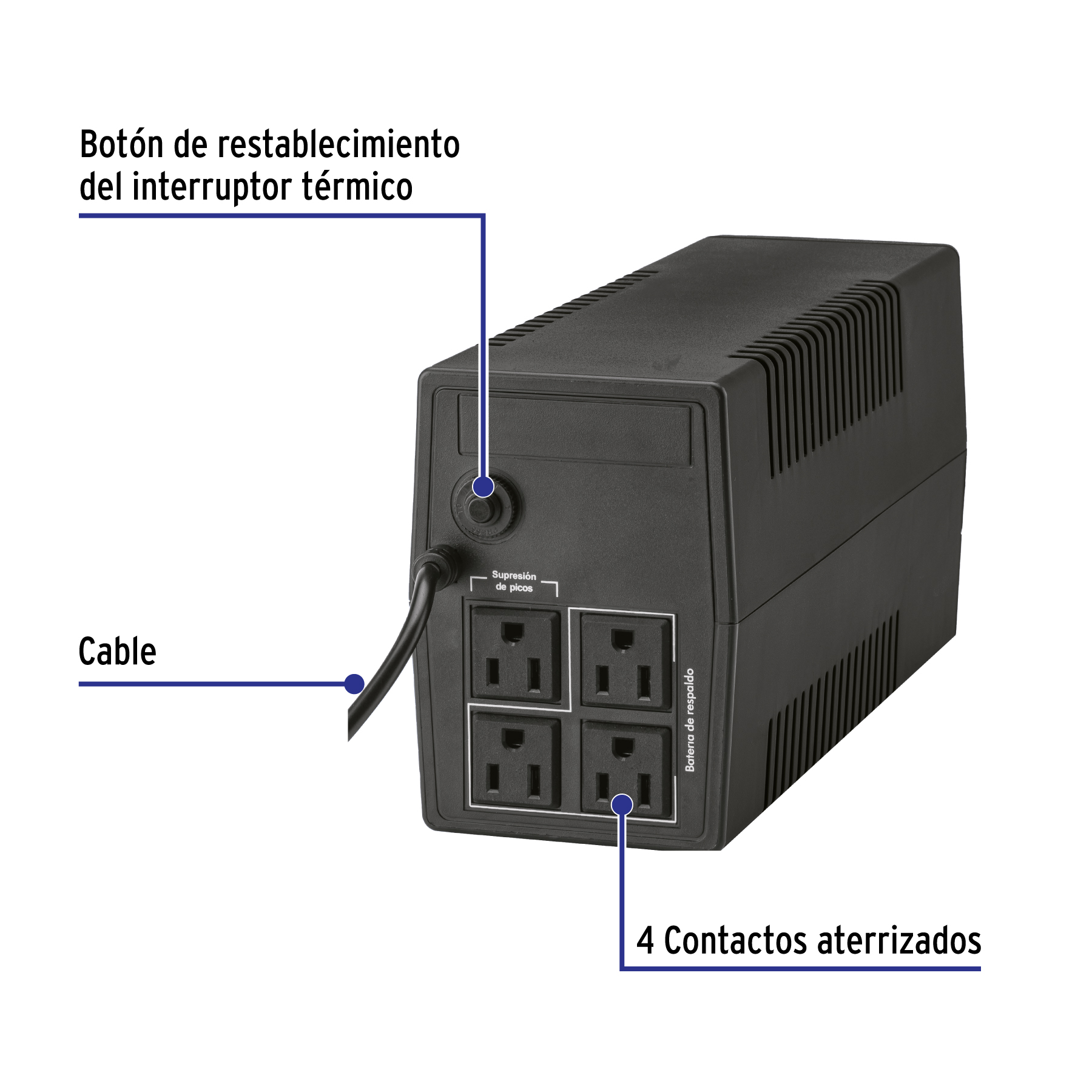 No Break 500 VA / 240 W con 4 contactos, VOLTECK - Imagen 4