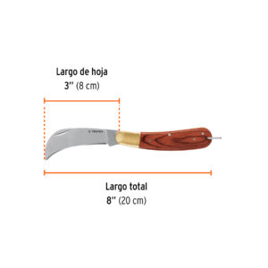 Cuchillo abatible 8' para electricista mango madera, TRUPER - Imagen 4