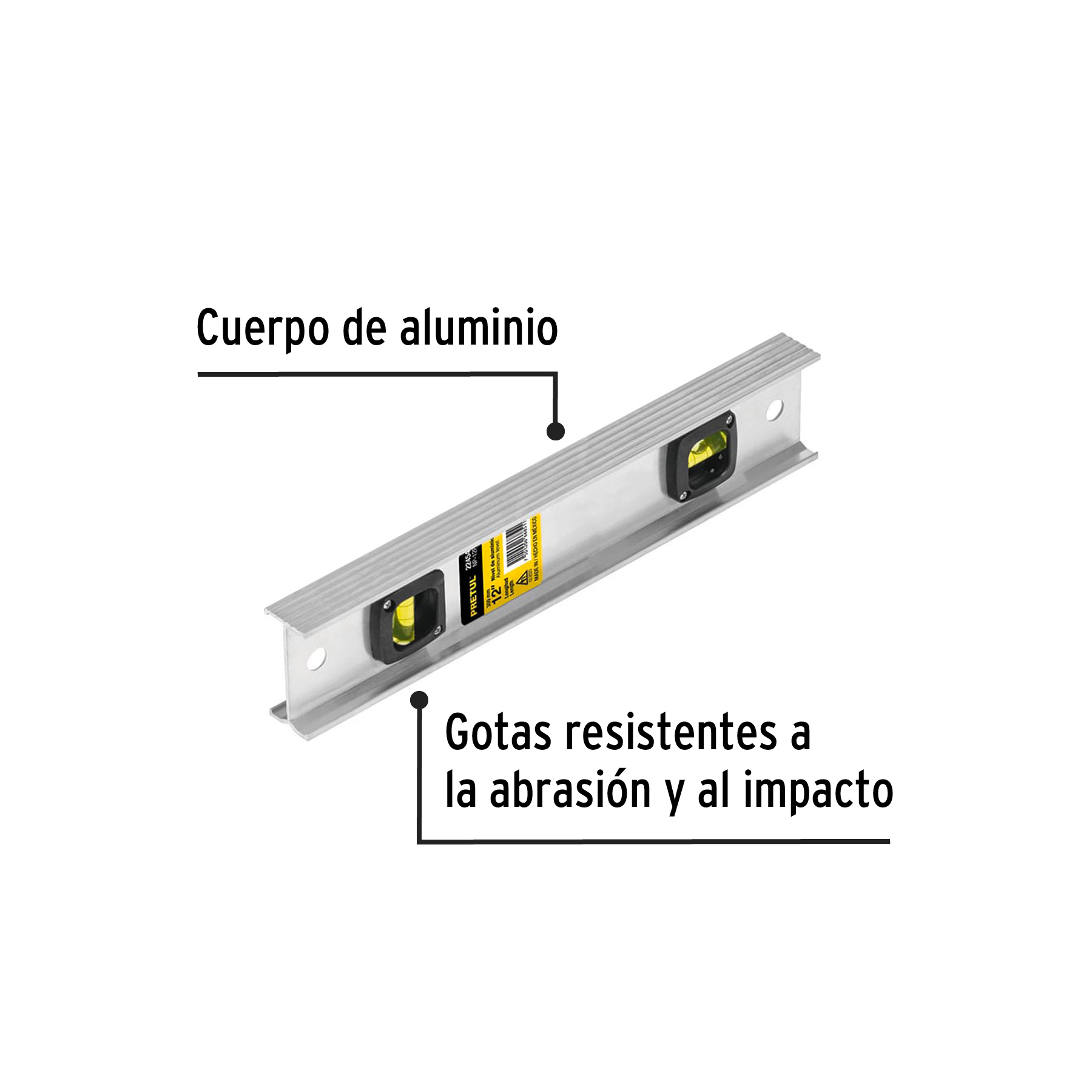 Nivel de 12' con cuerpo de aluminio, PRETUL - Imagen 3