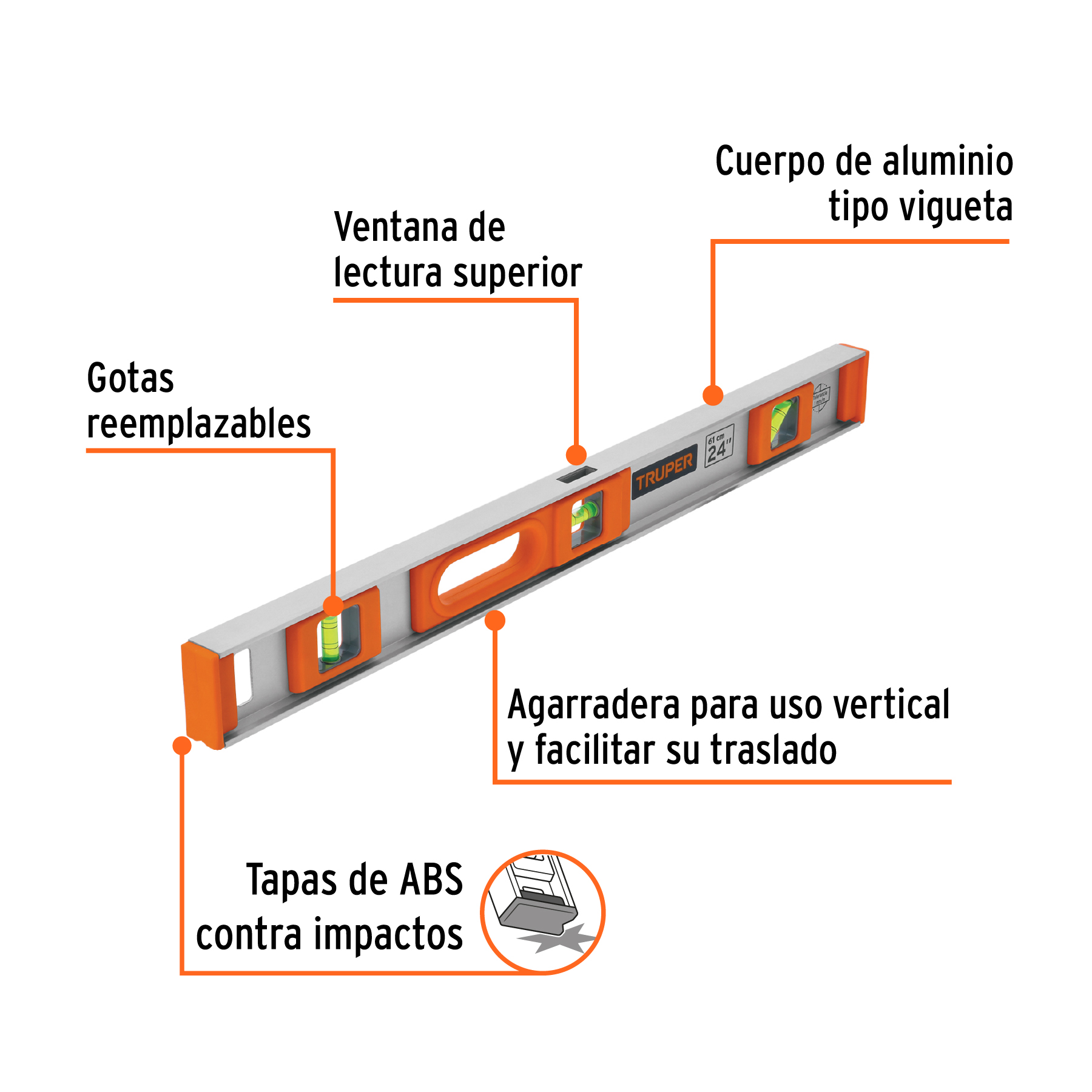 Nivel profesional de 24' con protección de ABS, TRUPER - Imagen 3