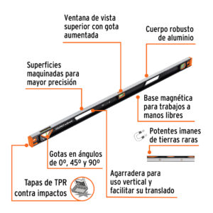 Nivel profesional magnético de 48', protección TPR, EXPERT - Imagen 3