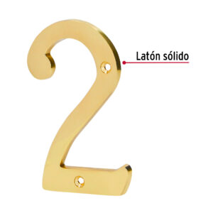 Número 2 de latón sólido 4', latón brillante, HERMEX - Imagen 3