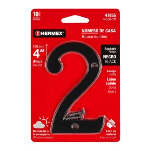 Número 2 de latón sólido 4', negro, HERMEX - Imagen 5