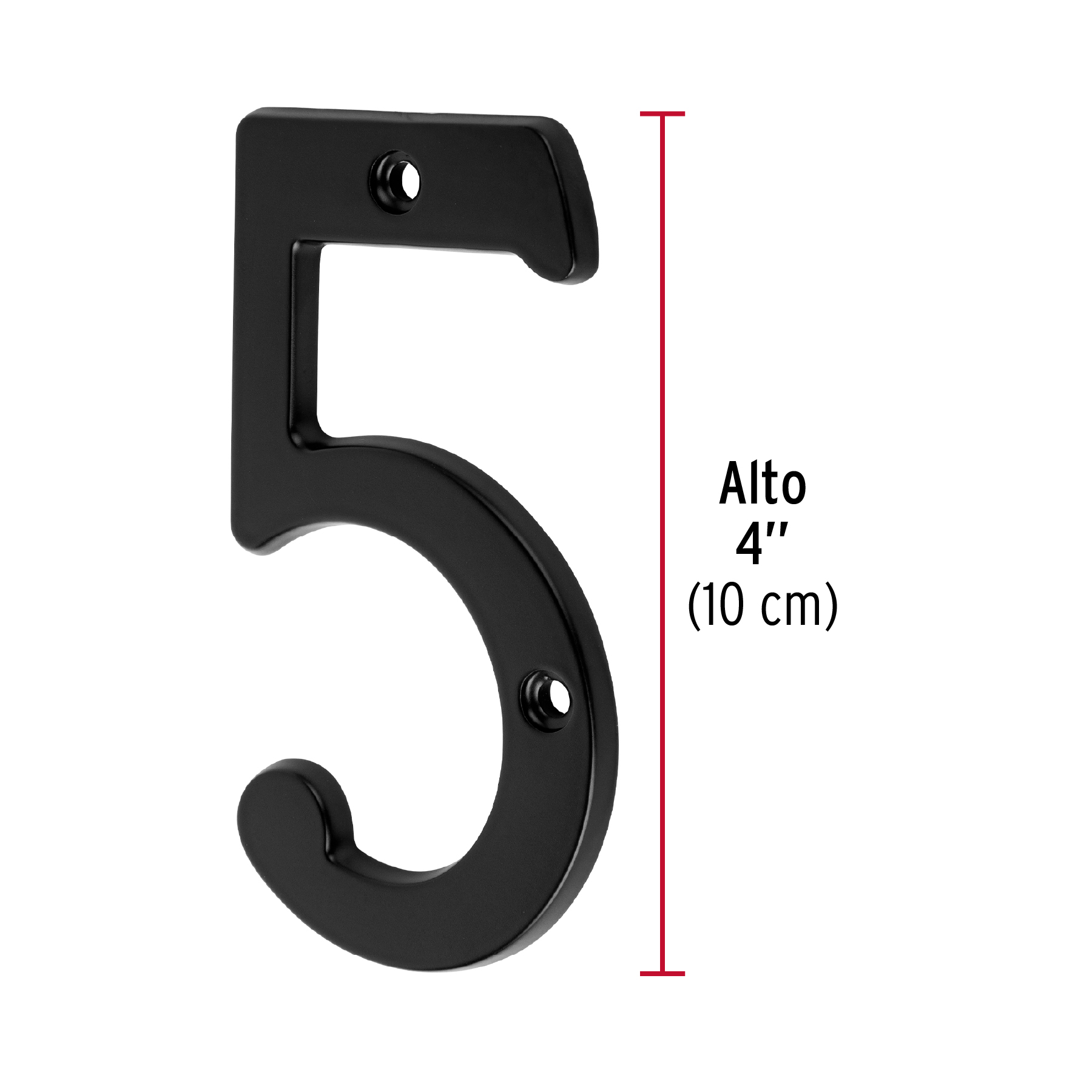 Número 5 de latón sólido 4', negro, HERMEX - Imagen 4