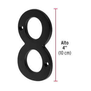 Número 8 de latón sólido 4', negro, HERMEX - Imagen 4