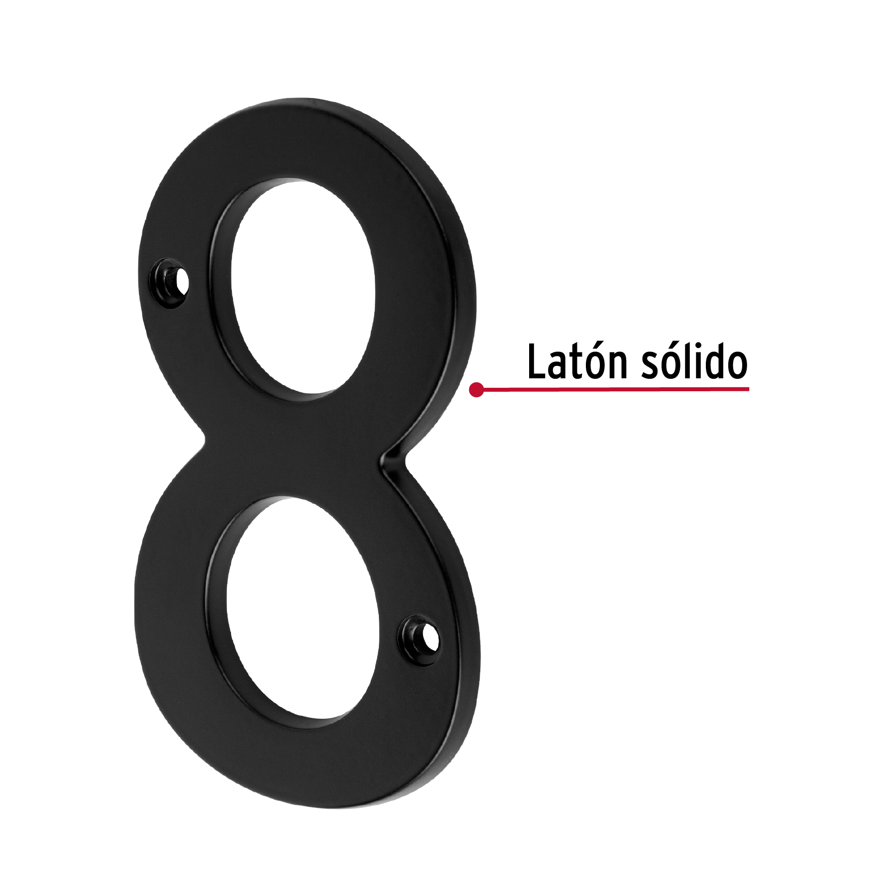 Número 8 de latón sólido 4', negro, HERMEX - Imagen 3