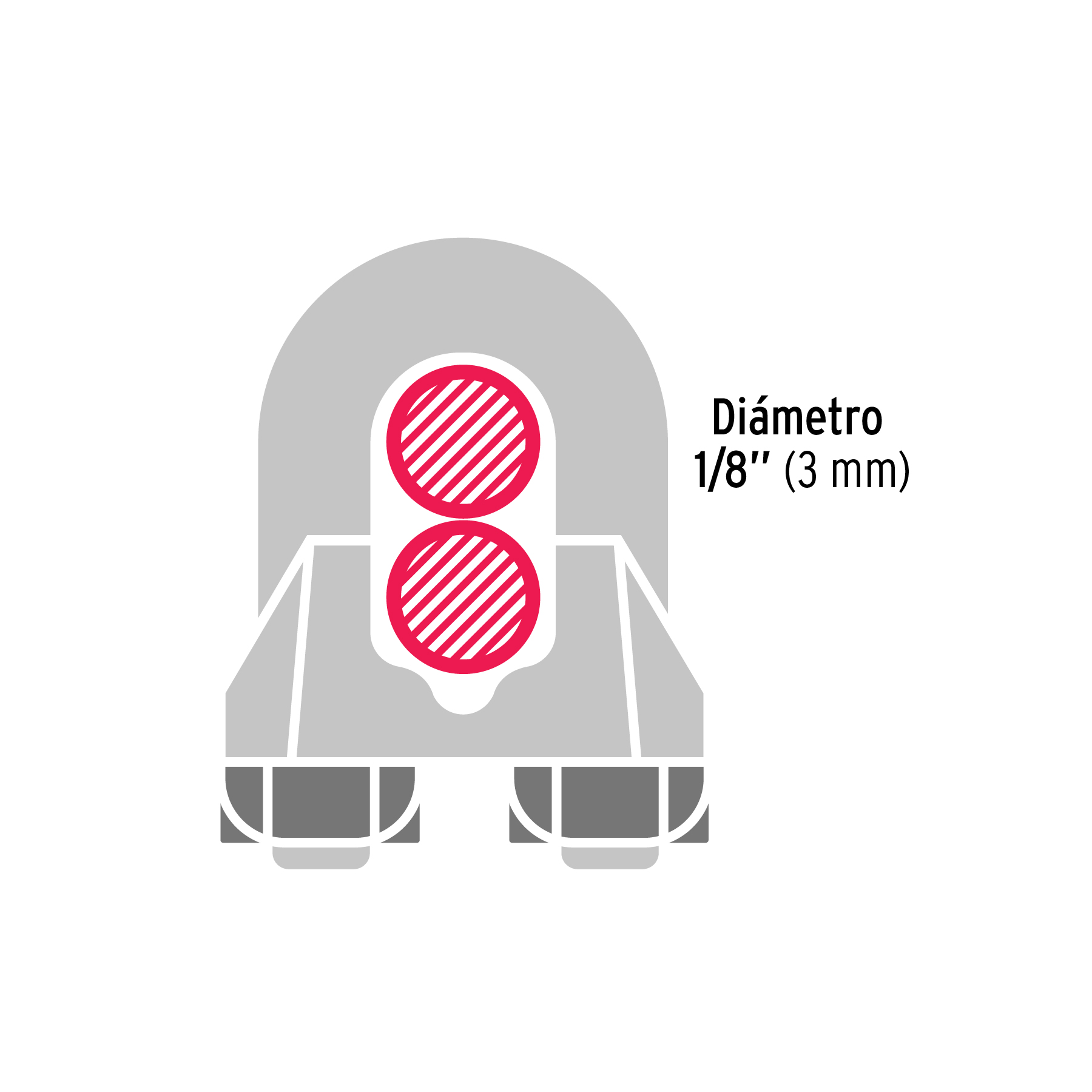 Blíster c/2 nudos (perros) de hierro p/cable de 1/8', FIERO - Imagen 4