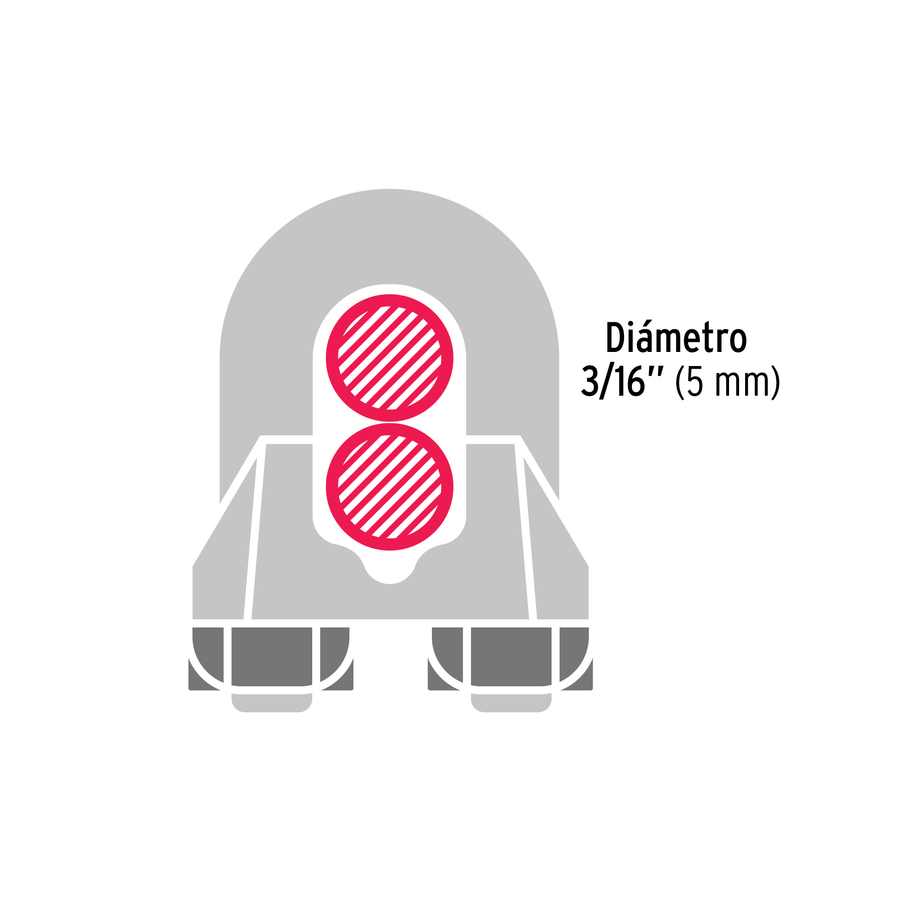 Blíster c/2 nudos (perros) de hierro p/cable de 3/16', FIERO - Imagen 4