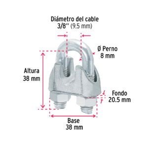 Blíster c/1 nudo (perro) de hierro p/cable de 3/8', FIERO - Imagen 6
