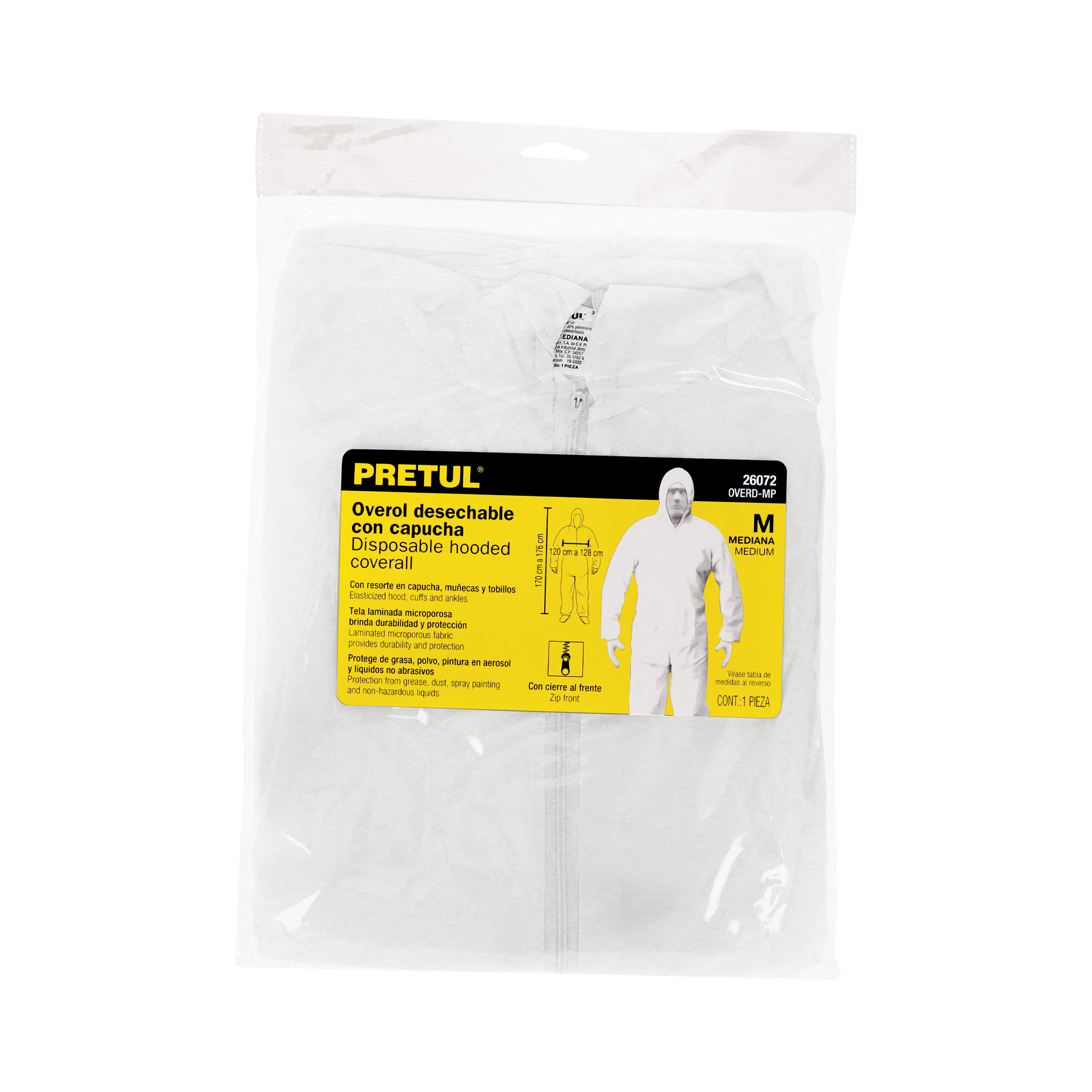 Overol desechable, talla M, PRETUL - Imagen 4