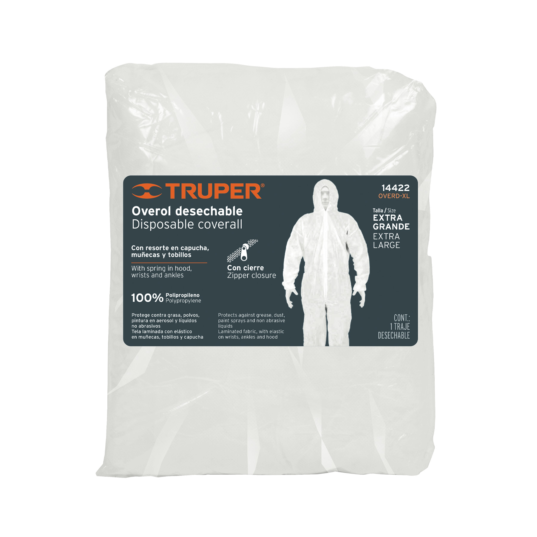 Overol desechable, talla XG, TRUPER - Imagen 4