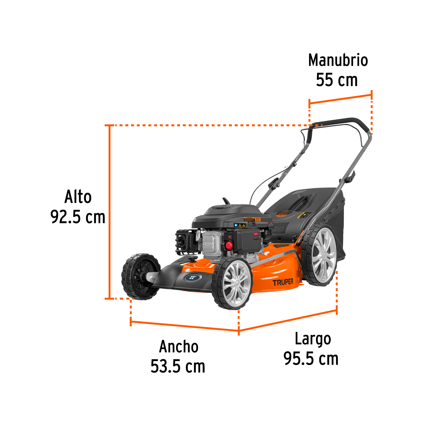 Podadora con motor a gasolina de 6 HP, 22' de corte, TRUPER - Imagen 3