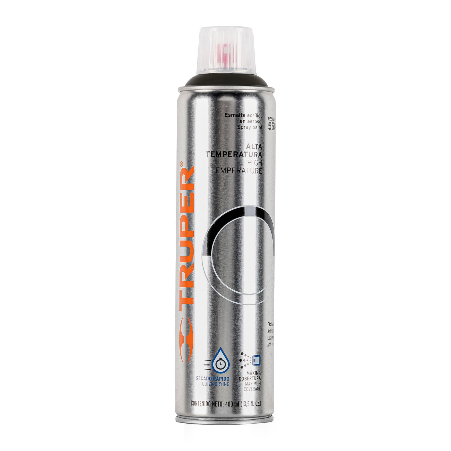 Pintura en aerosol alta temp. bote esbelto, negro, 400 ml - Imagen 2