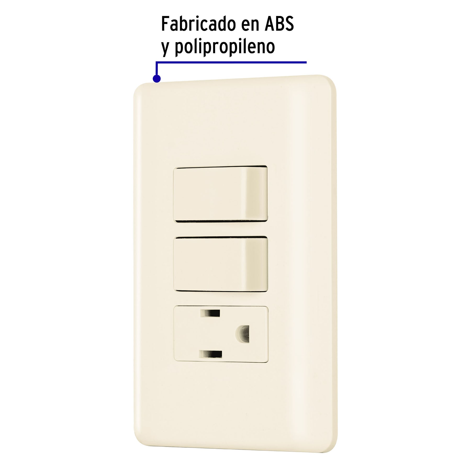 Placa armada 2 interruptores y contacto, marfil, BASIC - Imagen 3