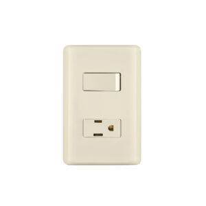 Alternative view of Placa armada interruptor y contacto, marfil, VOLTECK