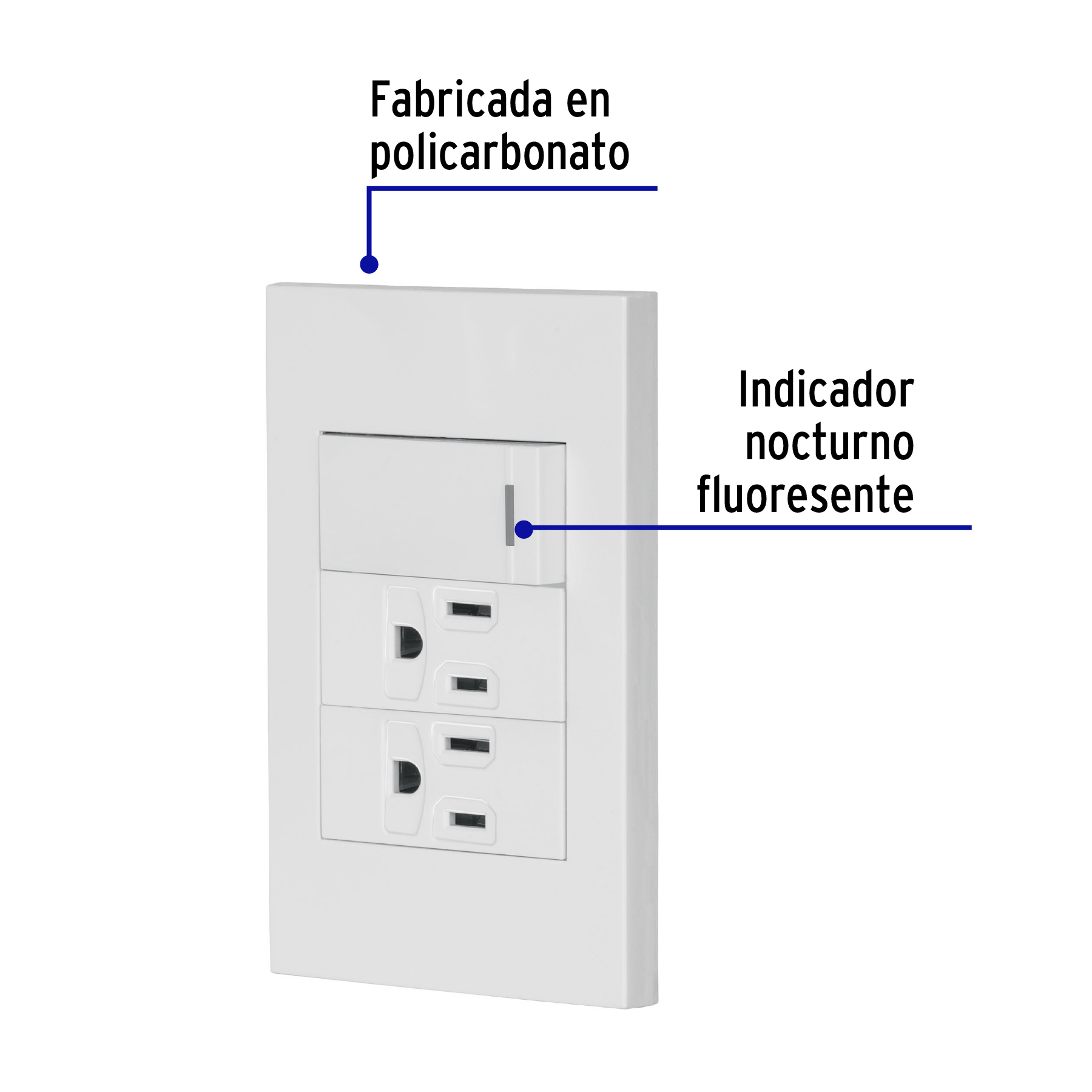 Placa armada 1 interruptor, 2 contactos,1mod,Española,blanco - Imagen 3