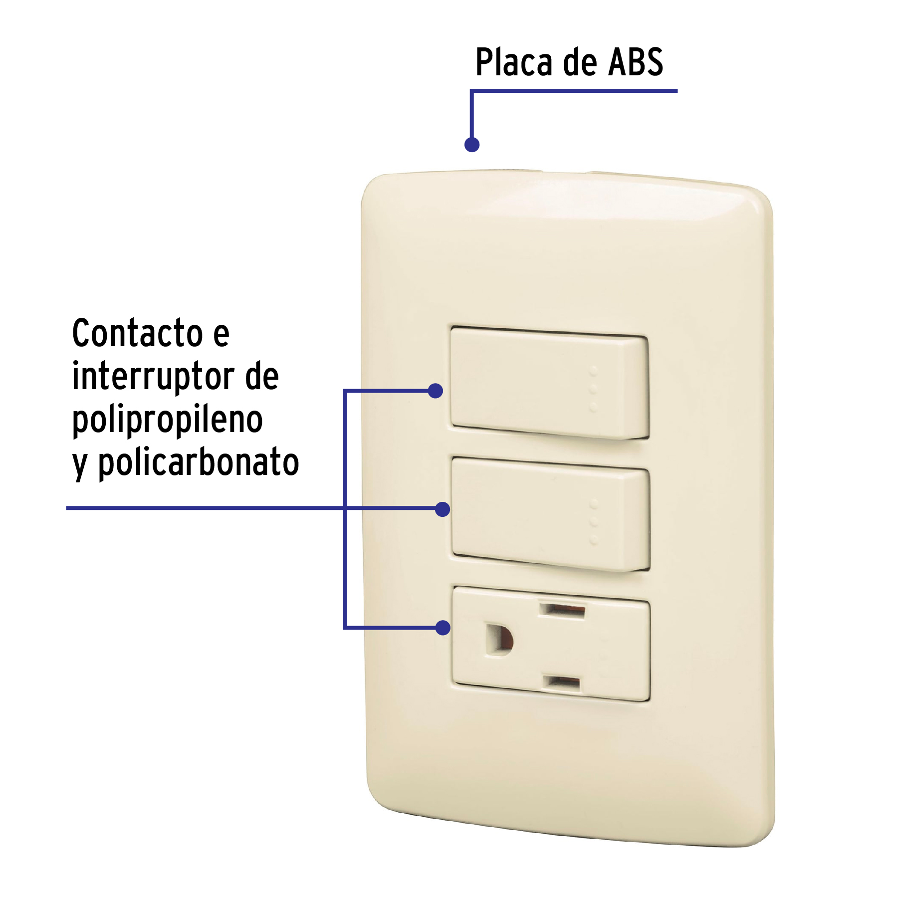 Placa armada contacto 2 interruptores,marfil, línea Italiana - Imagen 3