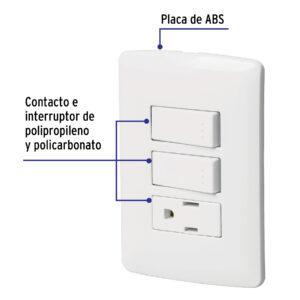 Placa armada contacto 2 interruptores,blanco, línea Italiana - Imagen 3