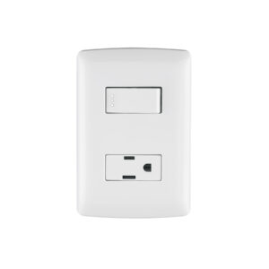 Placa armada contacto e interruptor, blanco, línea Italiana
