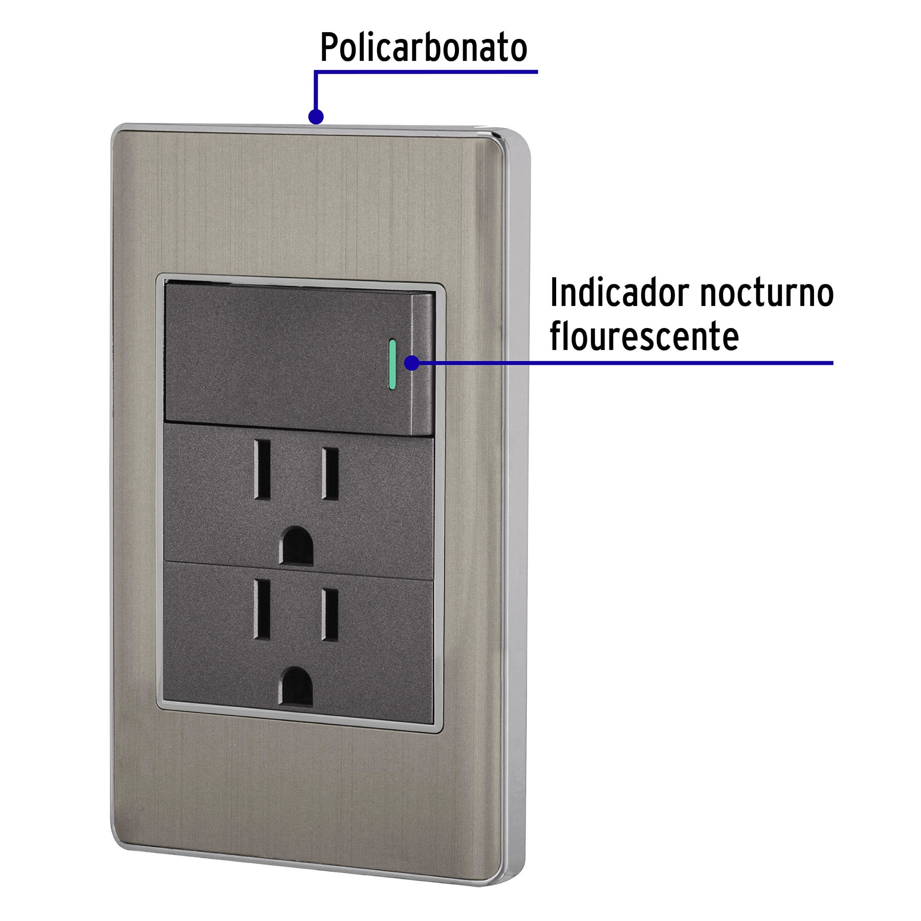 Placa armada acero interruptor y 2 contactos 1 mód, Lisboa - Imagen 3