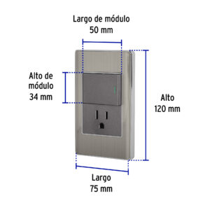 Placa armada acero interruptor y contacto 1.5 mód, Lisboa - Imagen 4